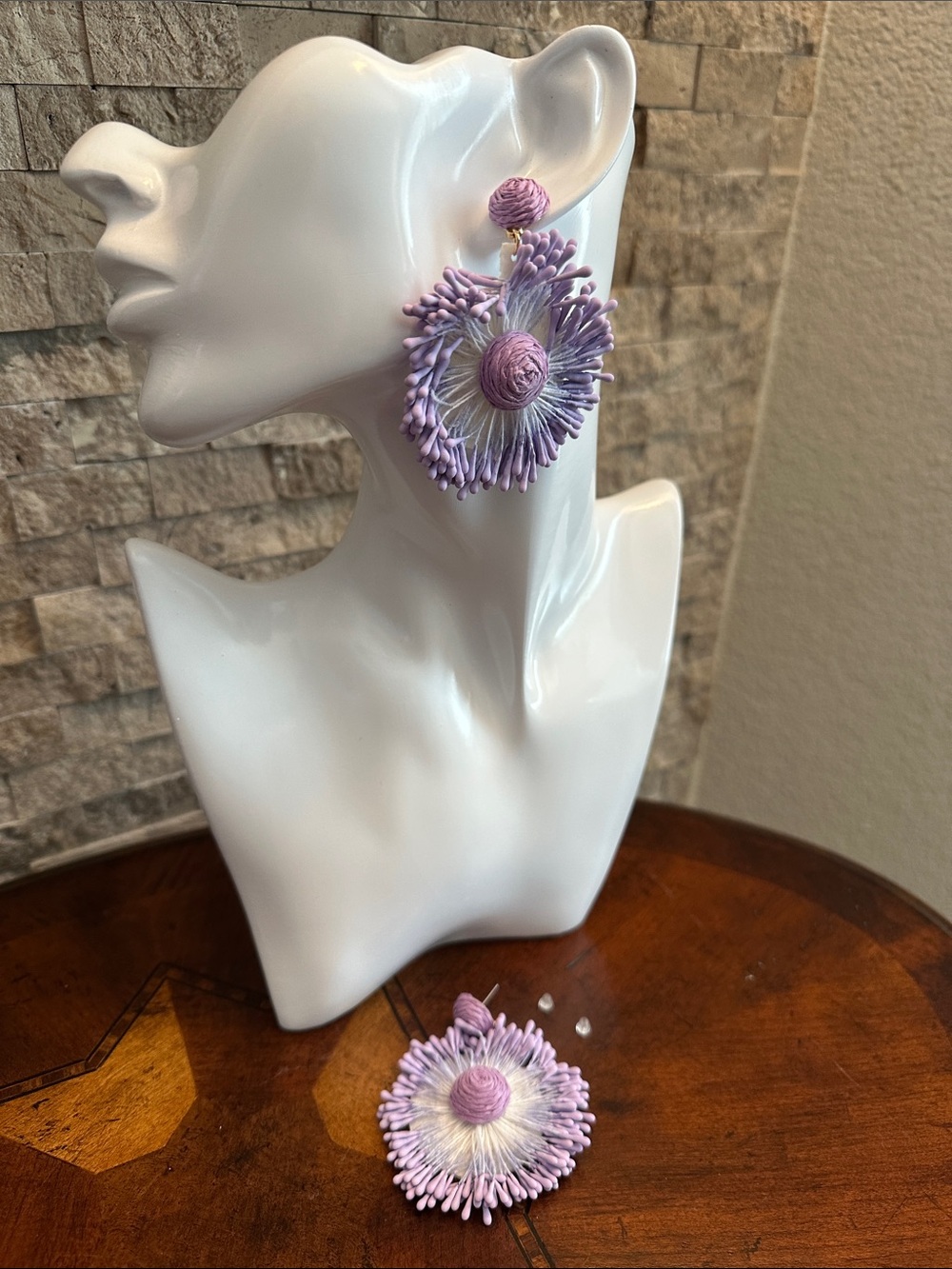 Handcrafted Lavender Floral Statement Drop Earrings - Women Jewelry